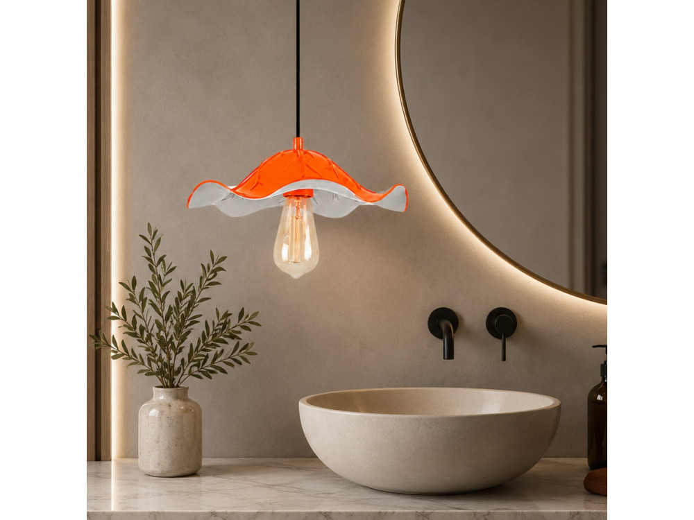 Lámpara colgante de metal «Liana» - 29 x 29 cm - Naranja