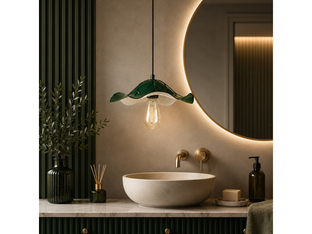 Lámpara colgante de metal «Liana» - 29 x 29 cm - Verde oscuro
