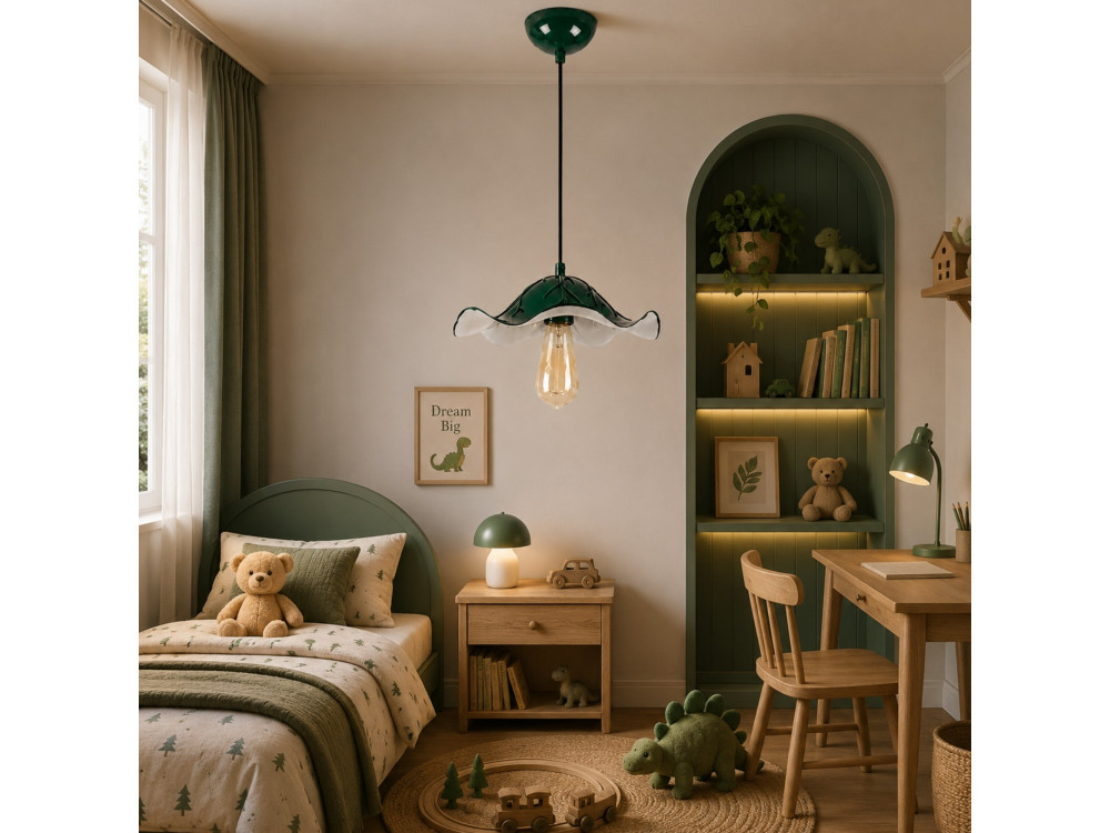Lámpara colgante de metal «Liana» - 29 x 29 cm - Verde oscuro