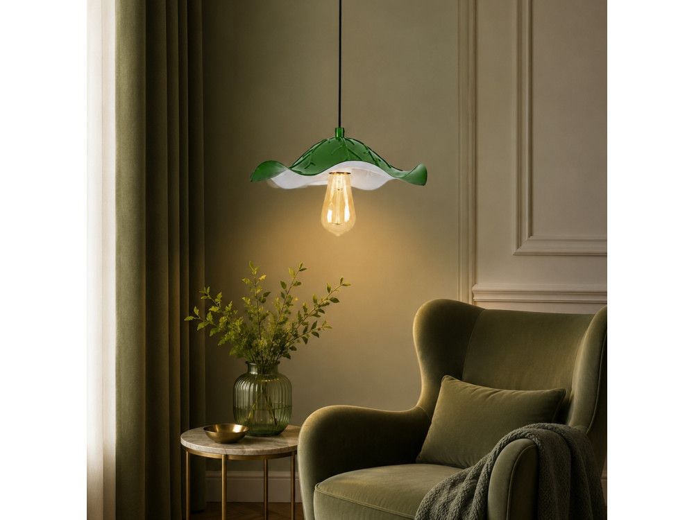 Lámpara colgante de metal «Liana» - 29 x 29 cm - Verde claro
