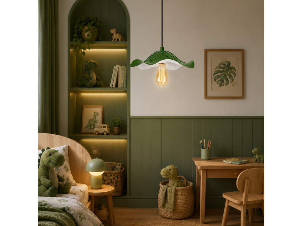 Lámpara colgante de metal «Liana» - 29 x 29 cm - Verde claro