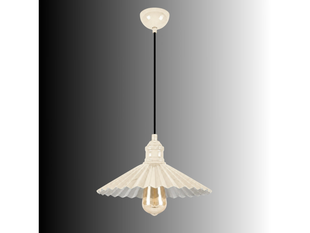 Lámpara colgante de metal «Plise» - 32 x 32 cm - Beige