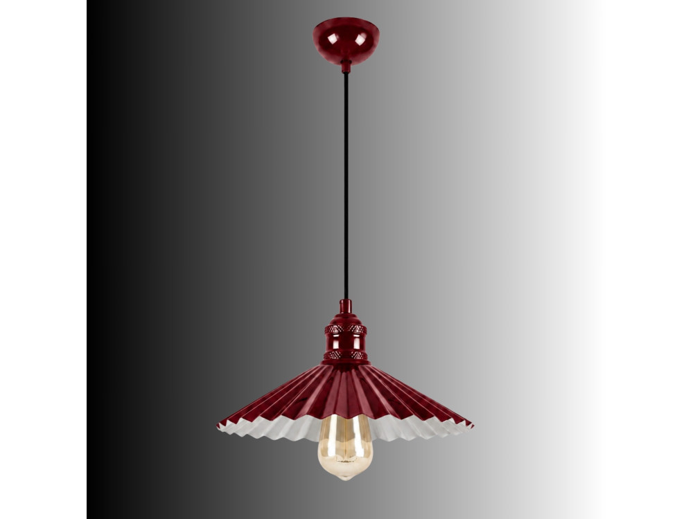 Lámpara colgante de metal «Plise» - 32 x 32 cm - Burdeos