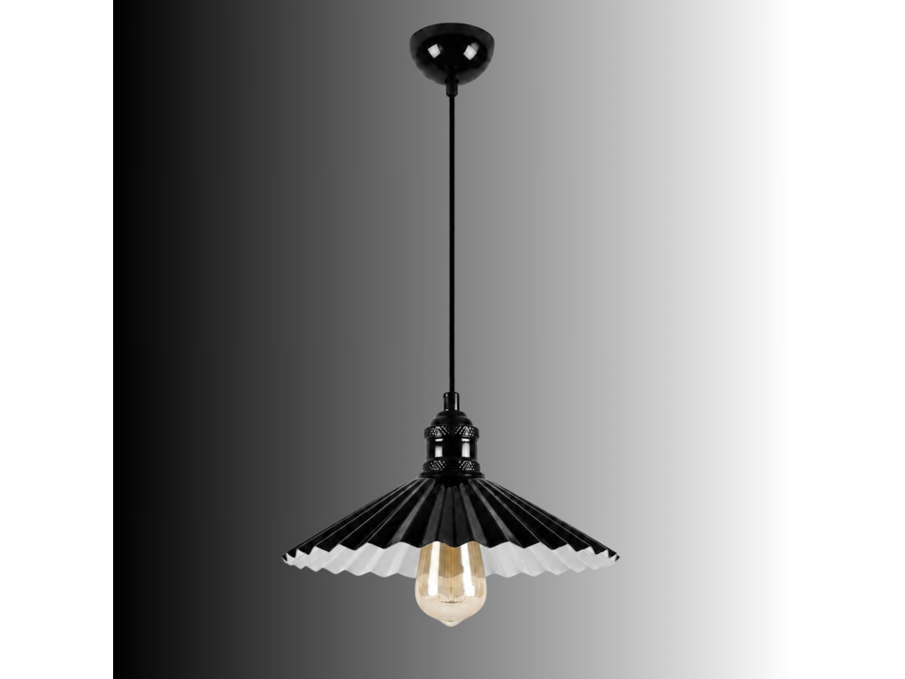 Lámpara colgante de metal «Plise» - 32 x 32 cm - Negro