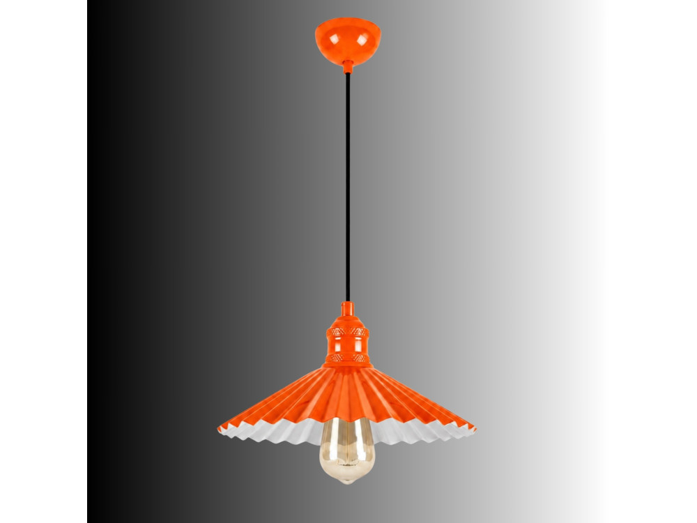Lámpara colgante de metal «Plise» - 32 x 32 cm - Naranja