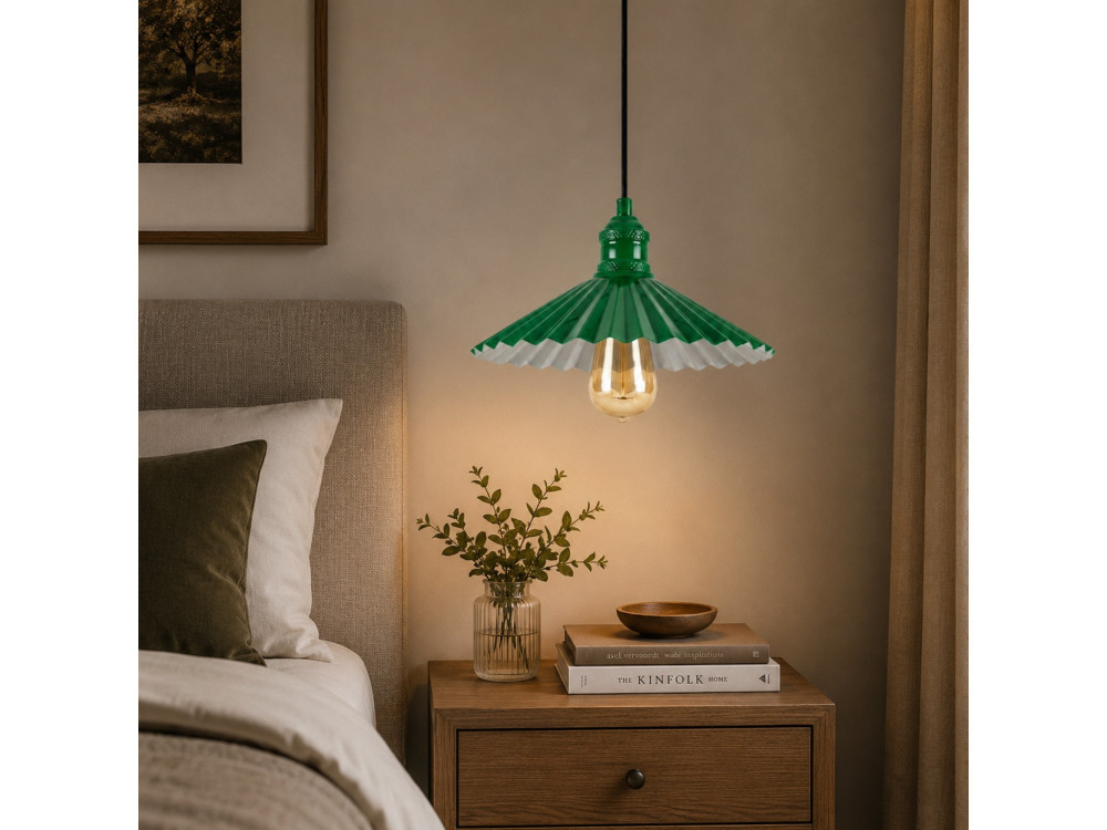 Lámpara colgante de metal «Plise» - 32 x 32 cm - Verde claro