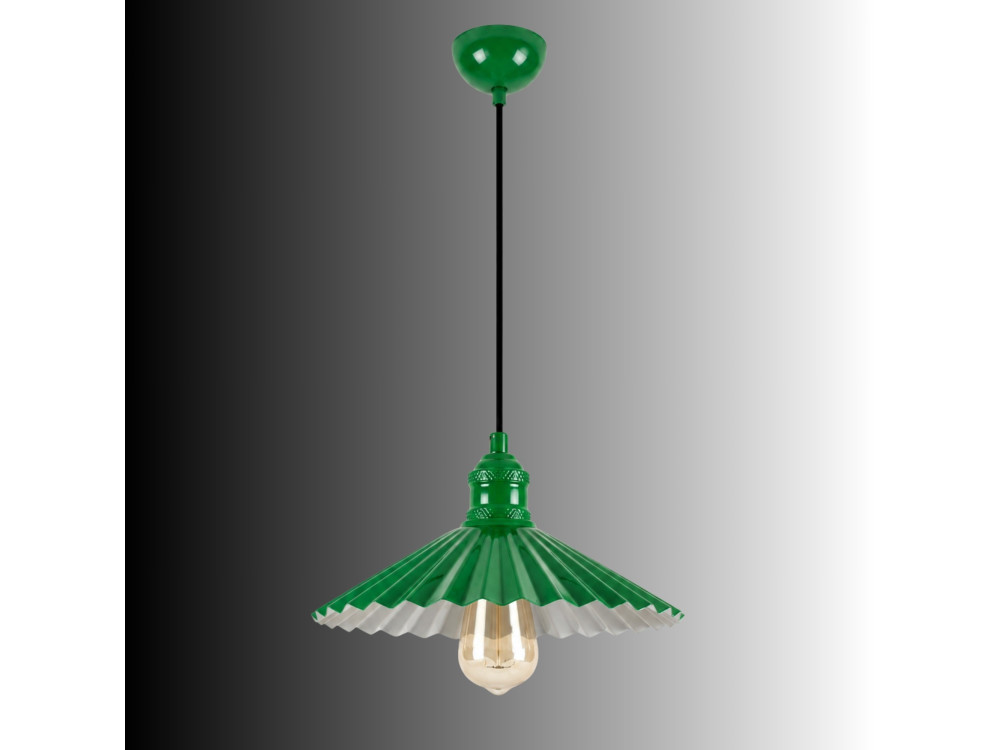 Lámpara colgante de metal «Plise» - 32 x 32 cm - Verde claro