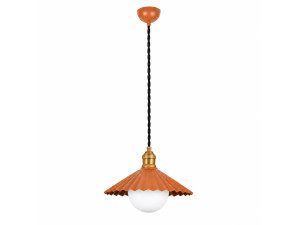 Lámpara colgante de metal «Plise» - 32 x 32 cm - Naranja