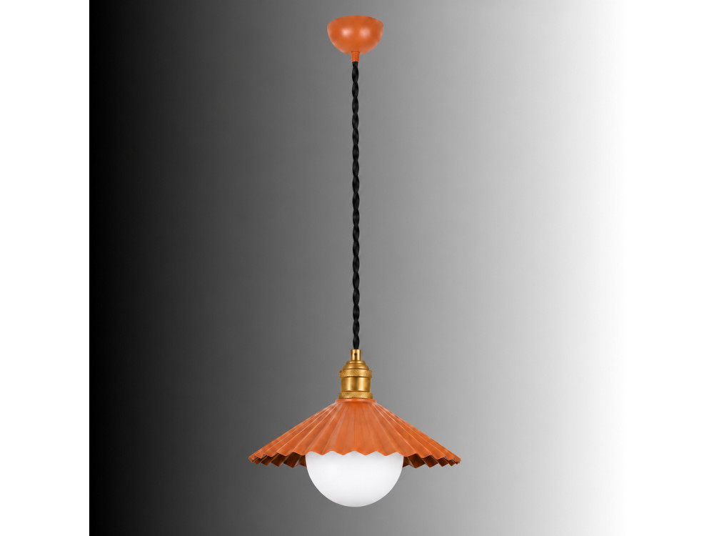 Lámpara colgante de metal «Plise» - 32 x 32 cm - Naranja