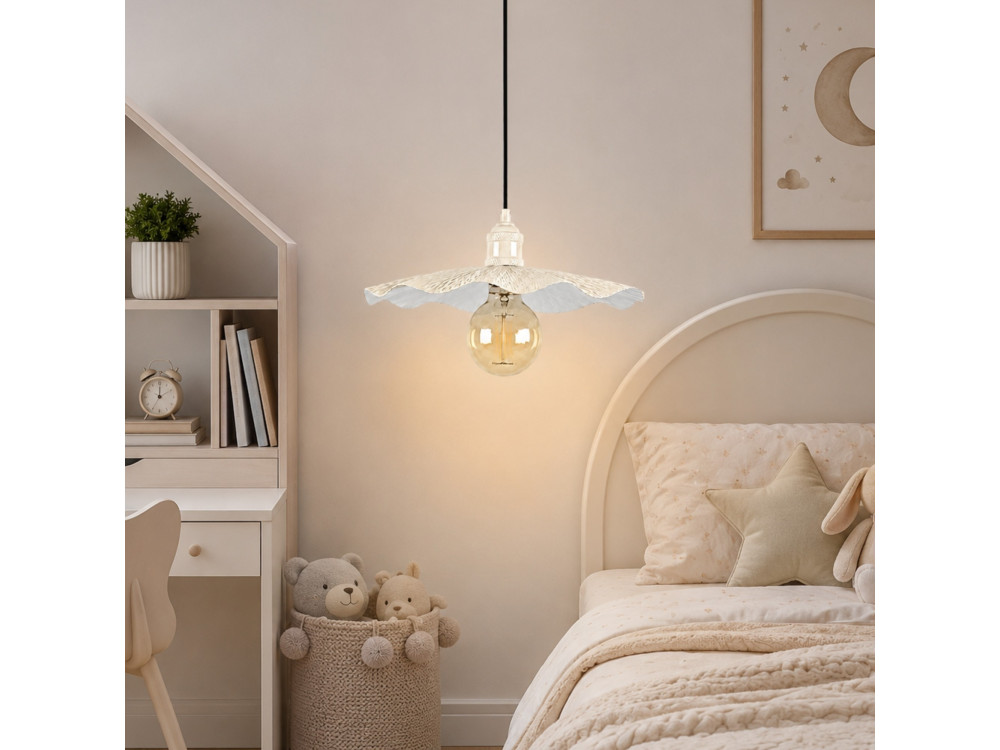 Lámpara colgante de metal «Ondula» - 34 x 34 cm - Beige