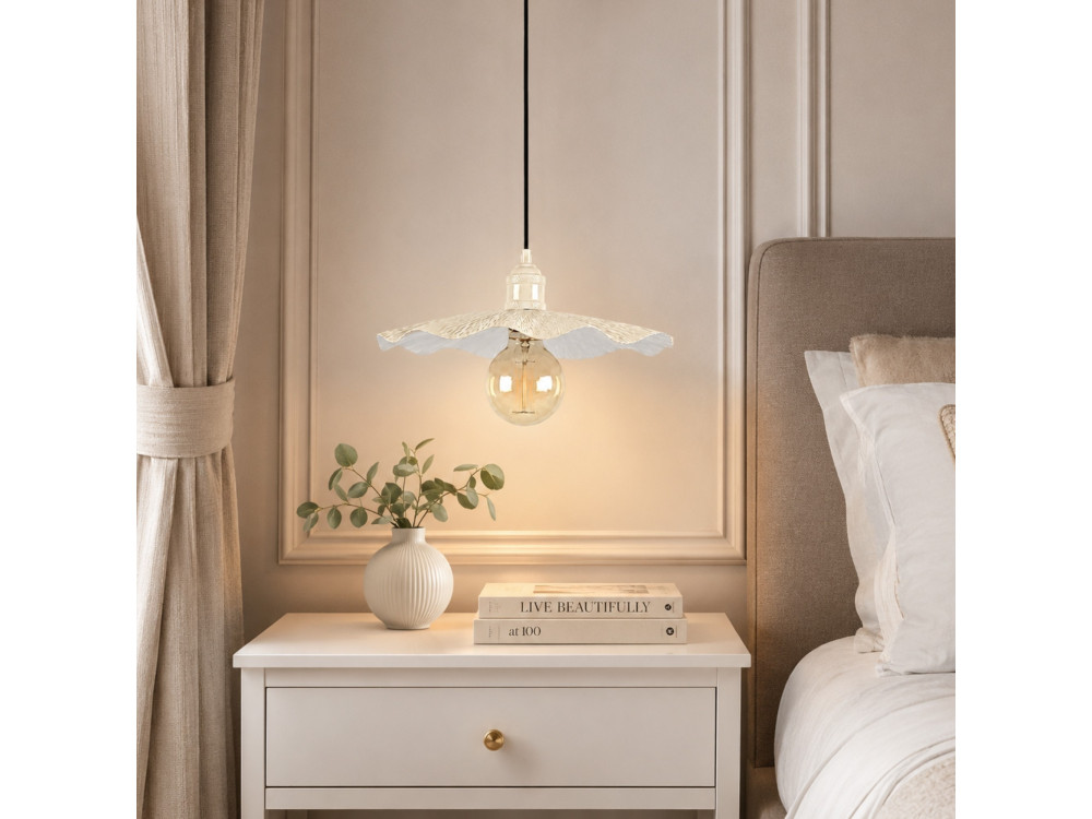 Lámpara colgante de metal «Ondula» - 34 x 34 cm - Beige