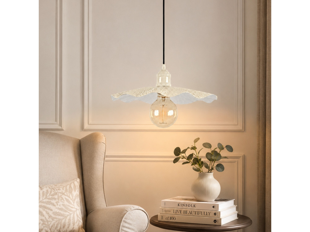 Lámpara colgante de metal «Ondula» - 34 x 34 cm - Beige