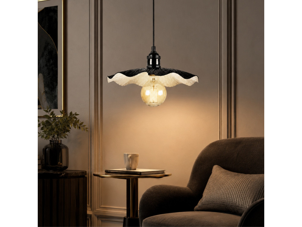 Lámpara colgante de metal «Ondula» - 34 x 34 cm - Negro