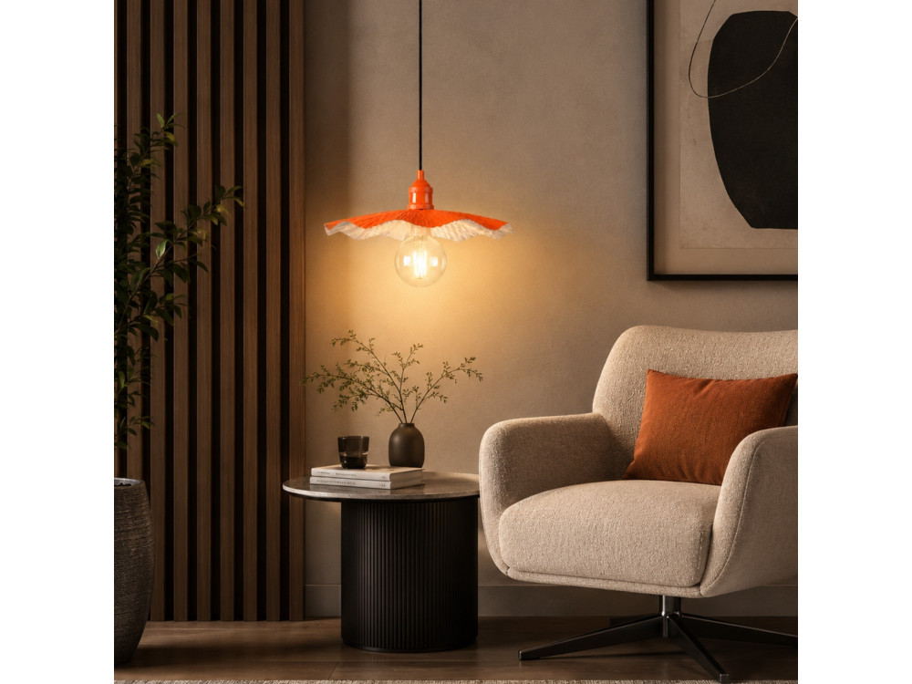 Lámpara colgante de metal «Ondula» - 34 x 34 cm - Naranja