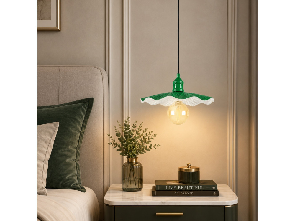 Lámpara colgante de metal «Ondula» - 34 x 34 cm - Verde claro