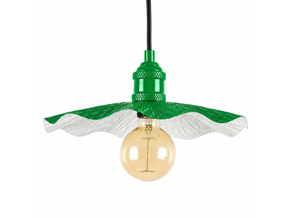 Lámpara colgante de metal «Ondula» - 34 x 34 cm - Verde claro