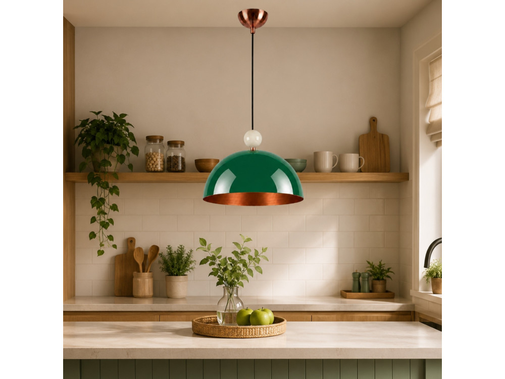 Lámpara colgante de metal «Bubble» - 40 x 40 cm - Verde oscuro