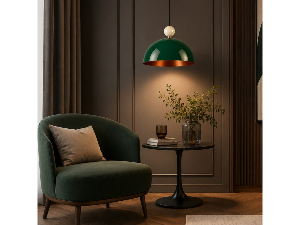 Lámpara colgante de metal «Bubble» - 40 x 40 cm - Verde oscuro