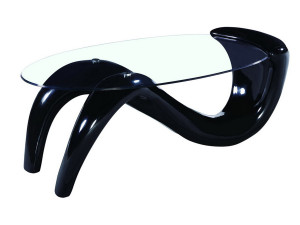 Mesa de centro oval "Maya" en fibra de vidrio - Negro