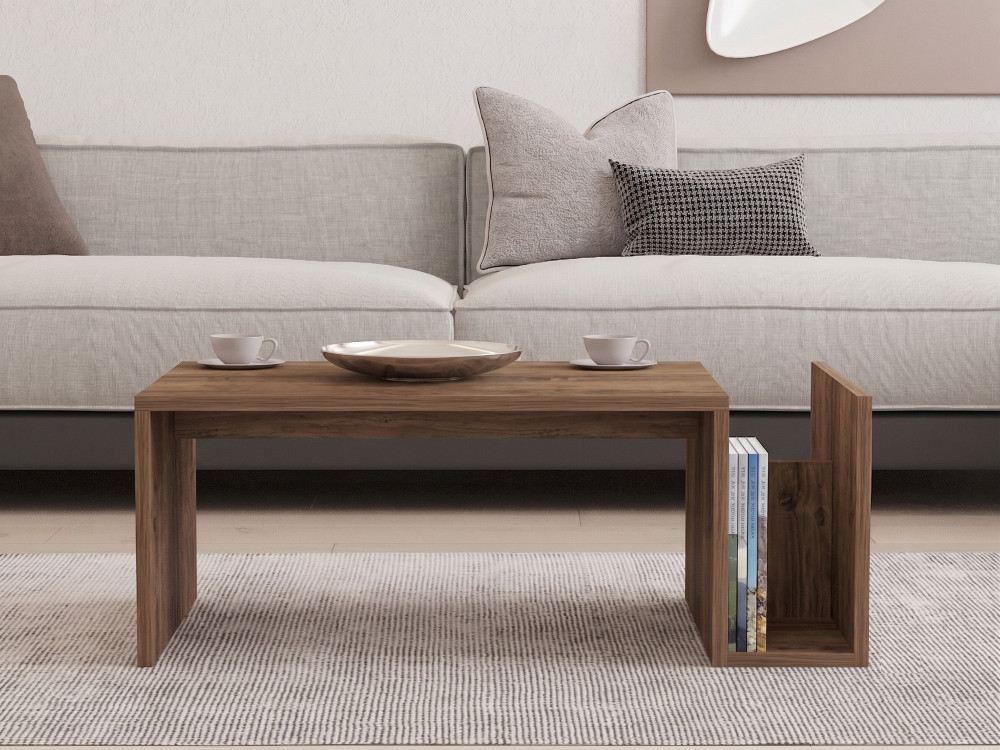 Mesa de centro de madera «Memo» - 86,8 x 32,4 x 50 cm - Nogal Venezia