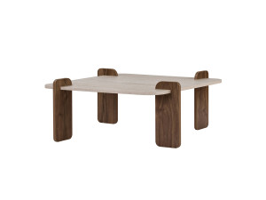 Mesa de centro de madera «Marais» - 117 x 35 x 117 cm - Travertino / Nogal Venezia