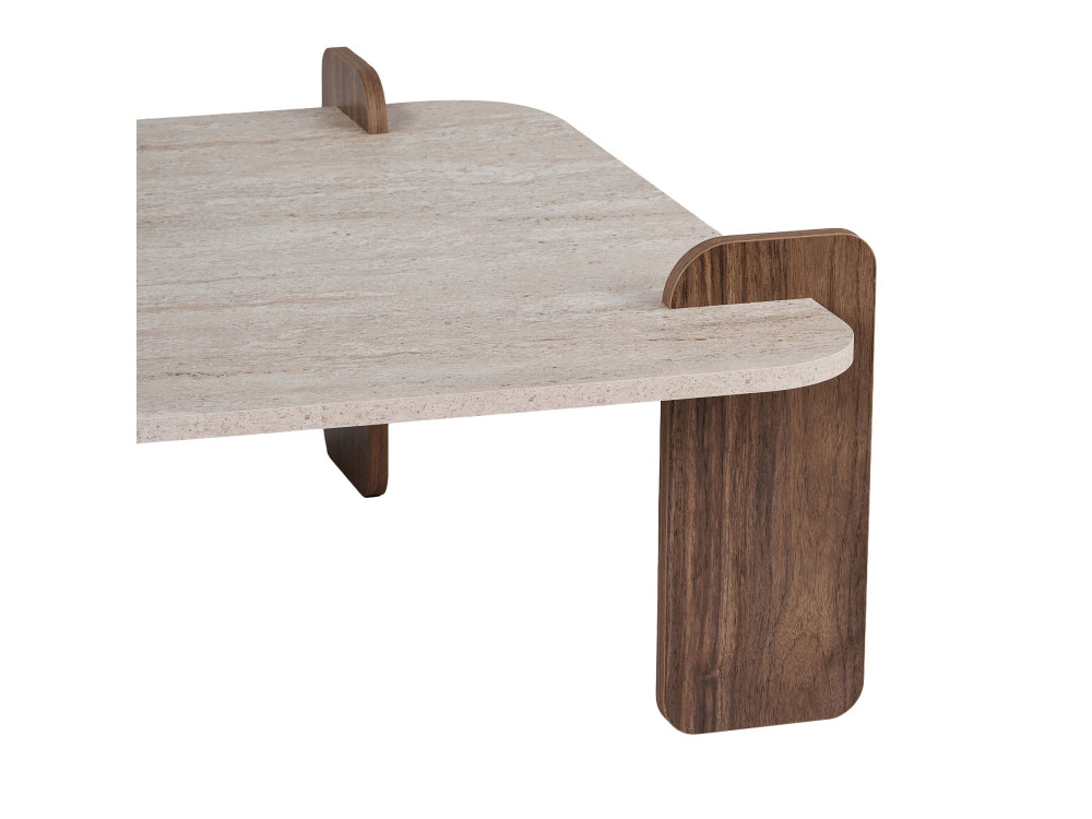 Mesa de centro de madera «Marais» - 117 x 35 x 117 cm - Travertino / Nogal Venezia