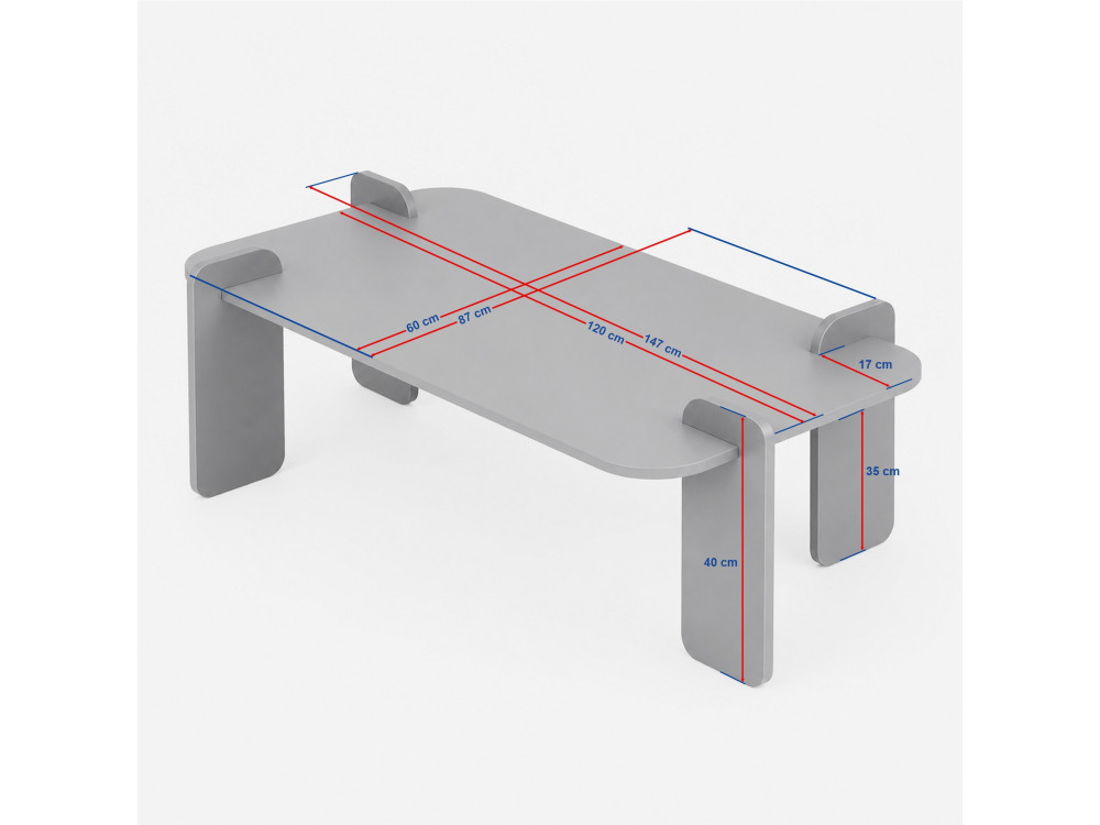 Mesa de centro de madera «Marais» - 117 x 35 x 117 cm - Travertino / Nogal Venezia