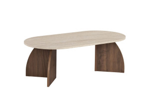 Mesa de centro de madera «Melina» - 120 x 40 x 60 cm - Travertino / Nogal de Venecia