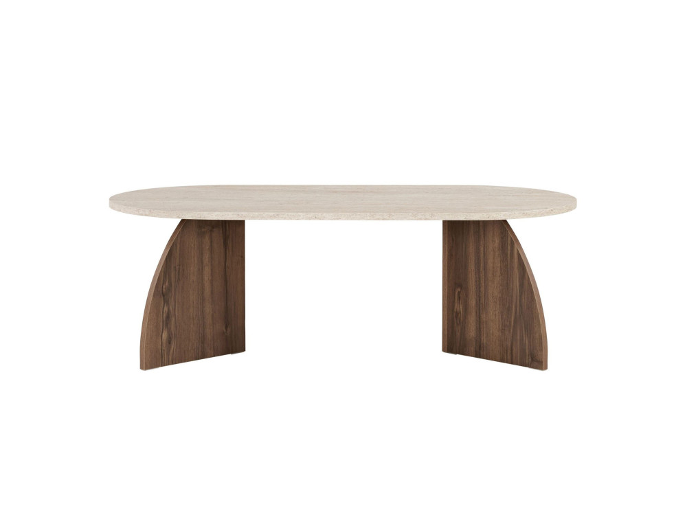Mesa de centro de madera «Melina» - 120 x 40 x 60 cm - Travertino / Nogal de Venecia