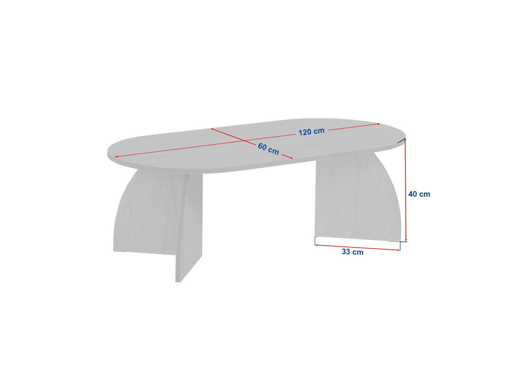 Mesa de centro de madera «Melina» - 120 x 40 x 60 cm - Travertino / Nogal de Venecia