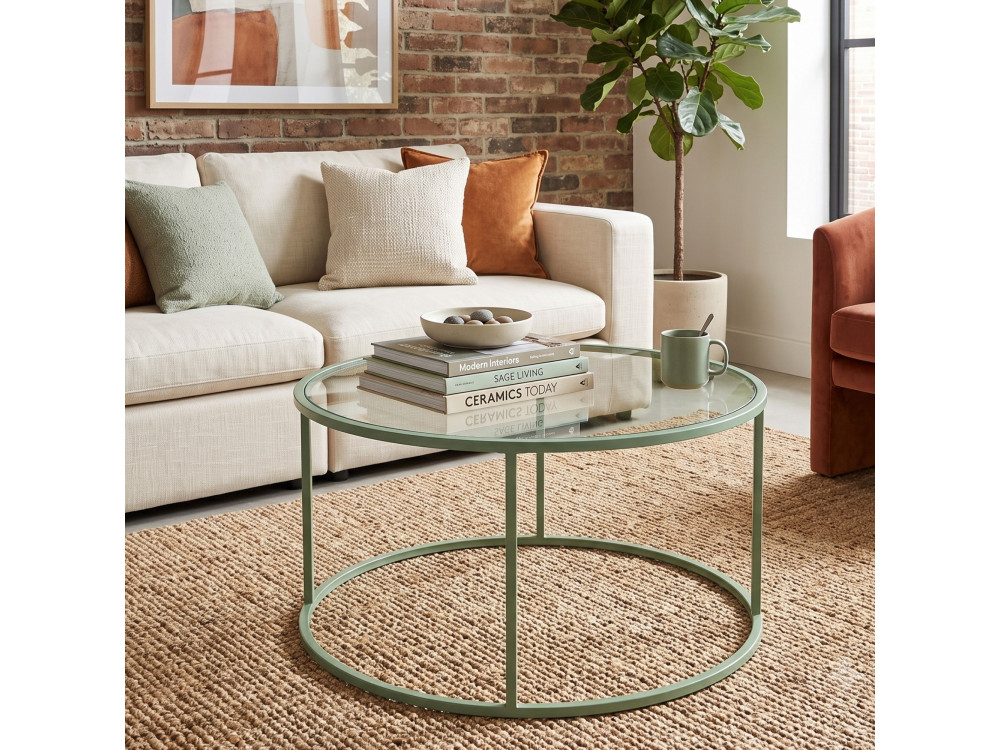 Mesa de centro de madera «Mint-Trs-80-Nrd-Srk» - 80 x 43 x 80 cm - Color menta
