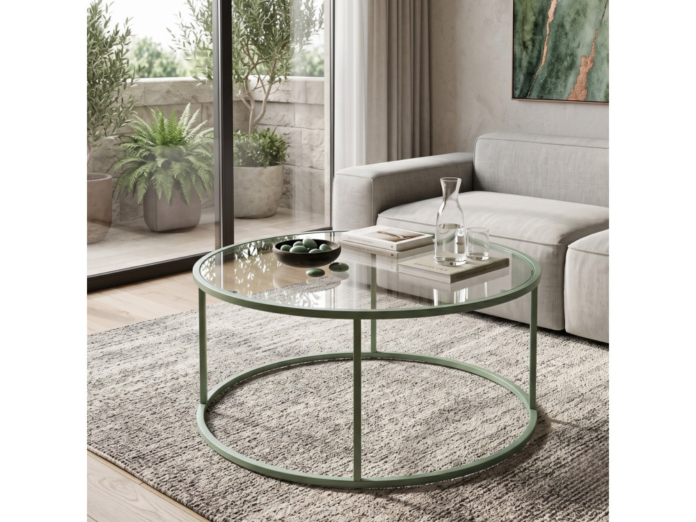 Mesa de centro de madera «Mint-Trs-80-Nrd-Srk» - 80 x 43 x 80 cm - Color menta
