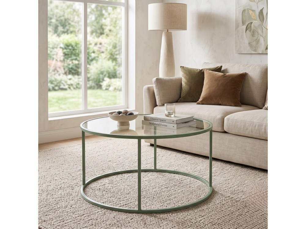 Mesa de centro de madera «Mint-Trs-80-Nrd-Srk» - 80 x 43 x 80 cm - Color menta