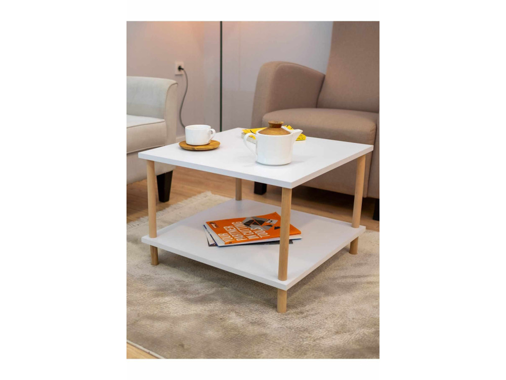 Mesa de centro de madera «Peka-0049» - 60 x 42,5 x 60 cm - Blanca