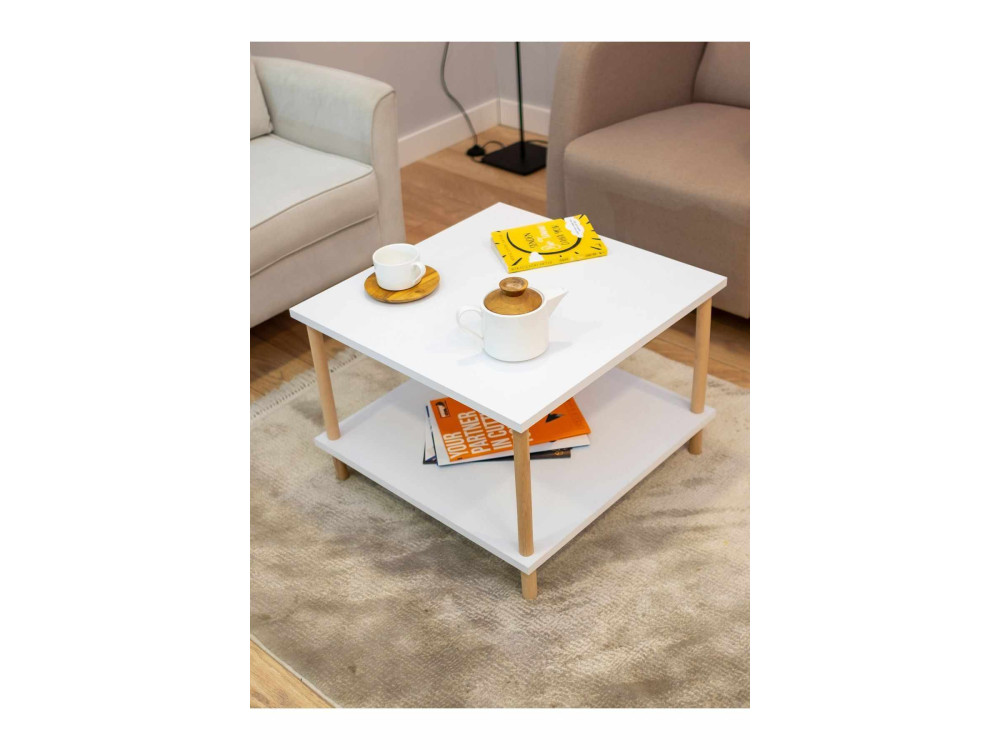 Mesa de centro de madera «Peka-0049» - 60 x 42,5 x 60 cm - Blanca