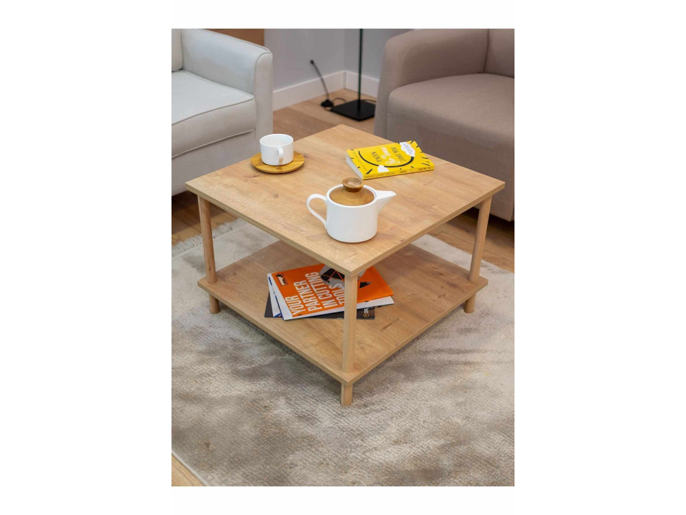Mesa de centro de madera «Peka-0049» - 60 x 42,5 x 60 cm - Roble Saphir