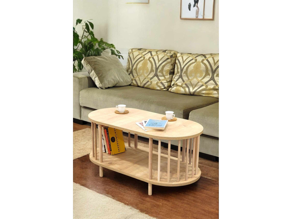 Mesa de centro de madera «Peka-0111» - 90 x 43 x 45 cm - Roble Saphir