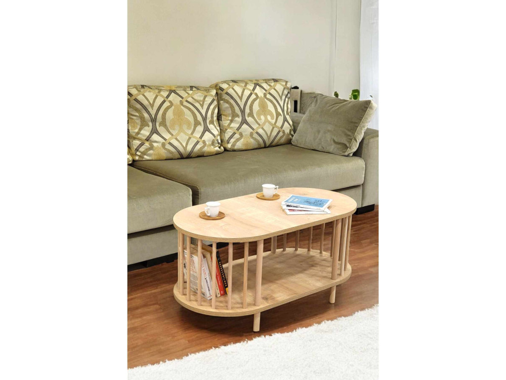 Mesa de centro de madera «Peka-0111» - 90 x 43 x 45 cm - Roble Saphir