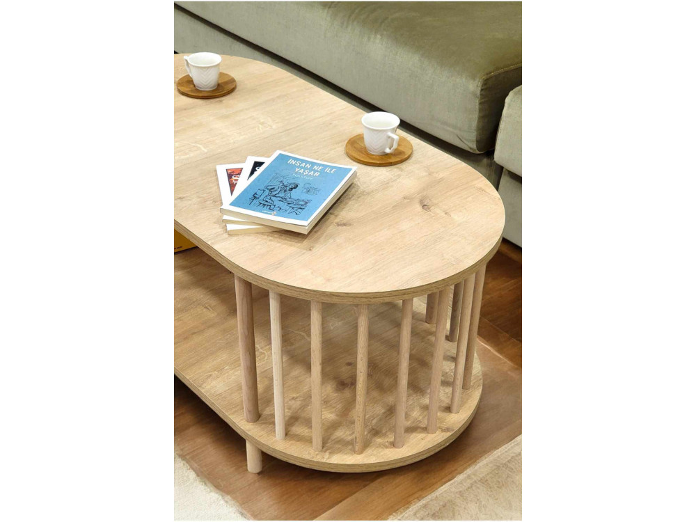 Mesa de centro de madera «Peka-0111» - 90 x 43 x 45 cm - Roble Saphir