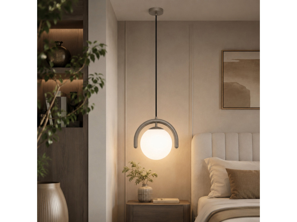 Lámpara colgante de metal «GEDIK-20441» - 20 x 20 cm - Gris