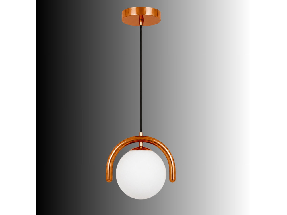 Lámpara colgante de metal «GEDIK-20441» - 20 x 20 cm - Marrón / Naranja