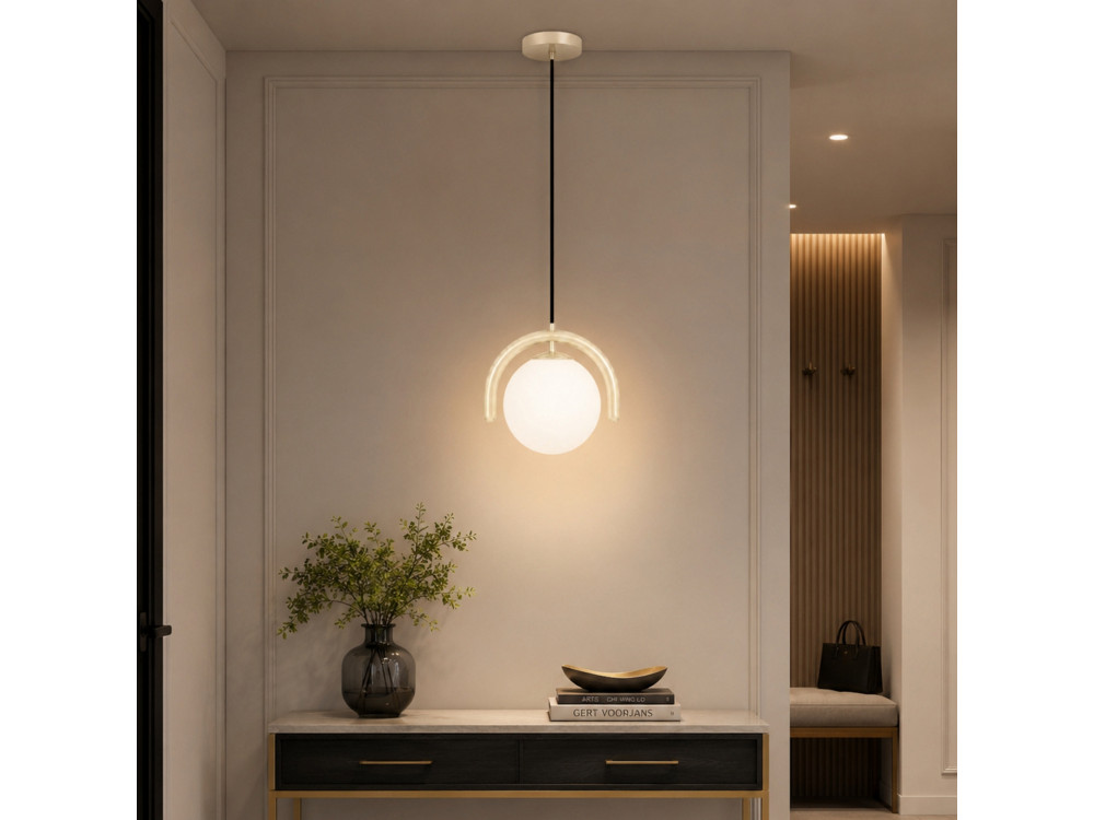 Lámpara colgante de metal «GEDIK-20441» - 20 x 20 cm - Beige