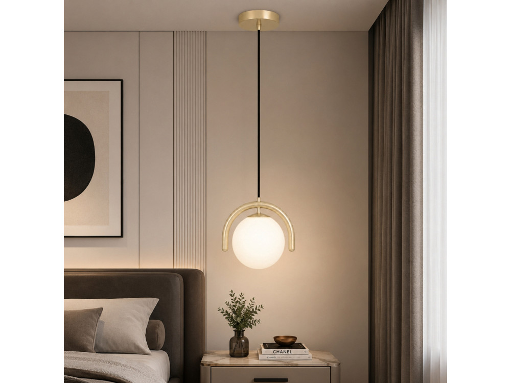 Lámpara colgante de metal «GEDIK-20441» - 20 x 20 cm - Beige