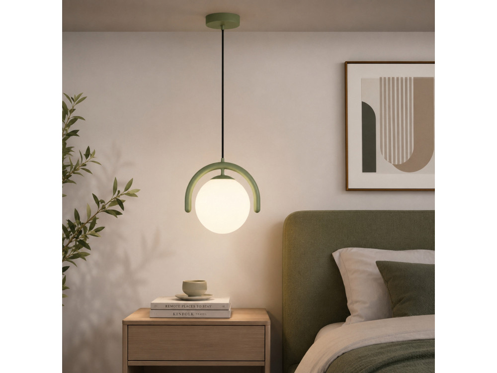 Lámpara colgante de metal «GEDIK-20441» - 20 x 20 cm - Verde menta