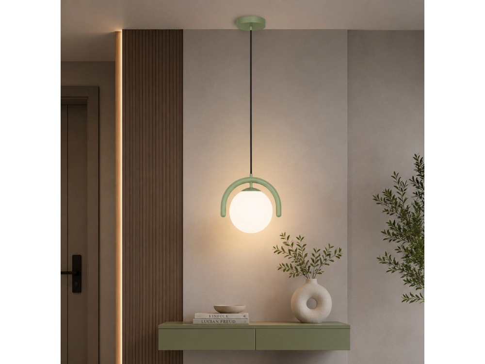 Lámpara colgante de metal «GEDIK-20441» - 20 x 20 cm - Verde menta