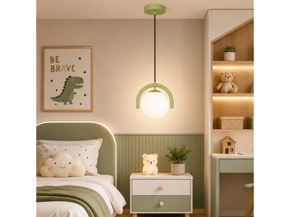 Lámpara colgante de metal «GEDIK-20441» - 20 x 20 cm - Verde menta
