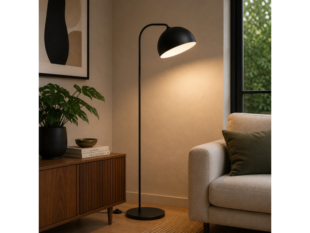 Lámpara de pie de metal «Yaka» - 51 x 51 cm - Negro