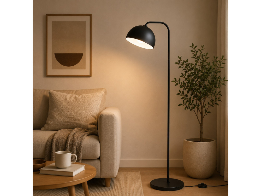 Lámpara de pie de metal «Yaka» - 51 x 51 cm - Negro