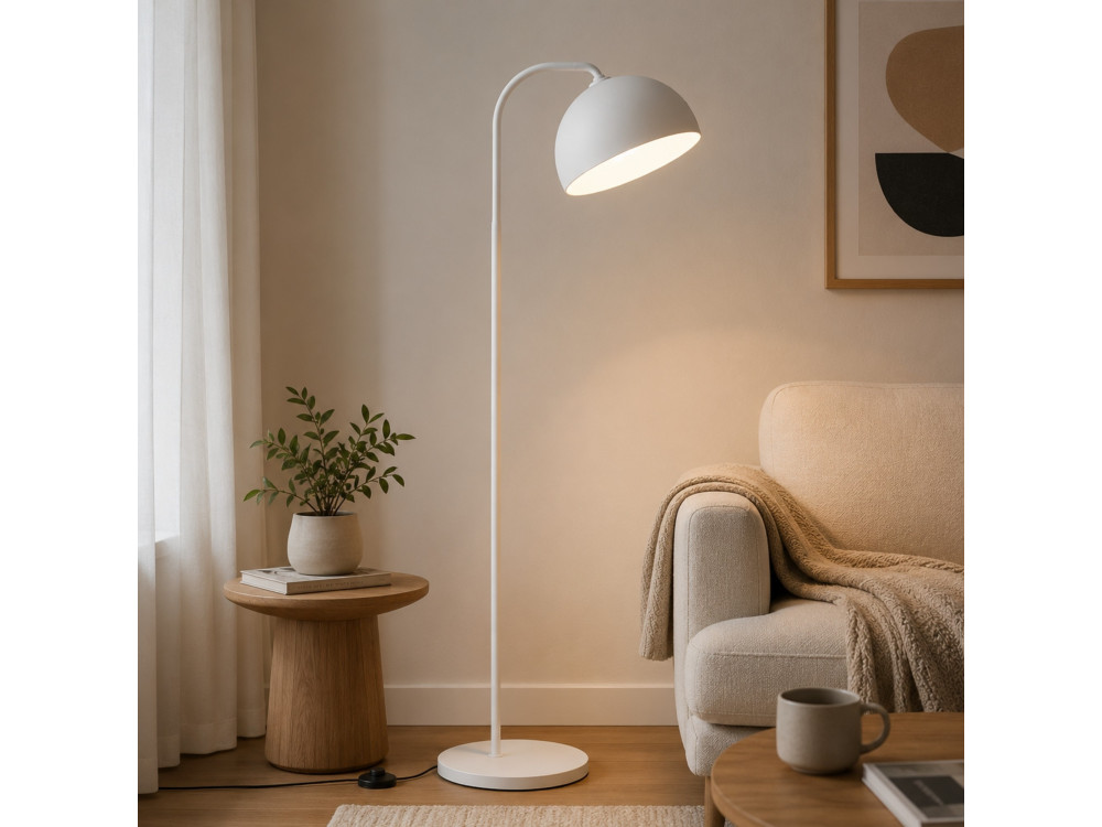 Lámpara de pie de metal «Yaka» - 51 x 51 cm - Blanca