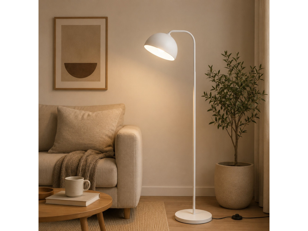 Lámpara de pie de metal «Yaka» - 51 x 51 cm - Blanca